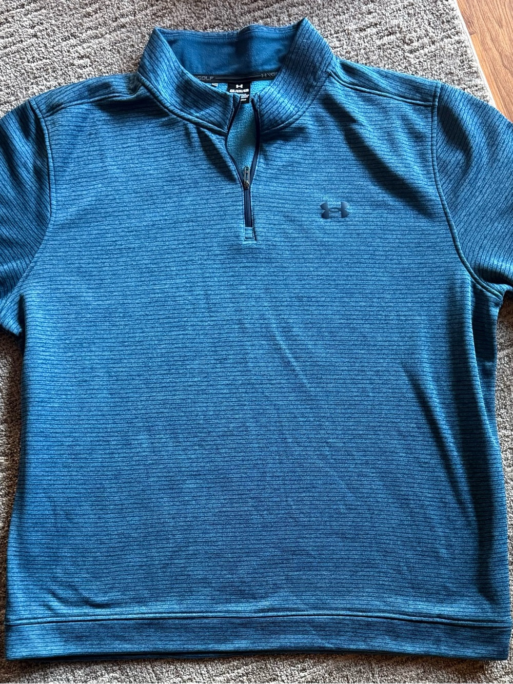 Under Armour Teal Blue Striped Quarter-Zip Pullover 4XL